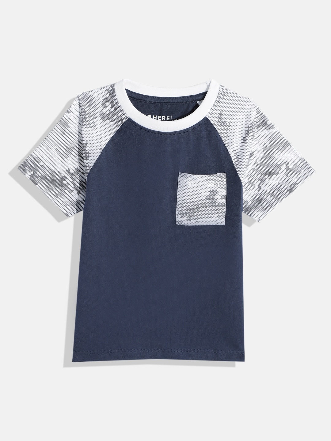 

HERE&NOW Boys Printed Pure Cotton T-shirt, Navy blue