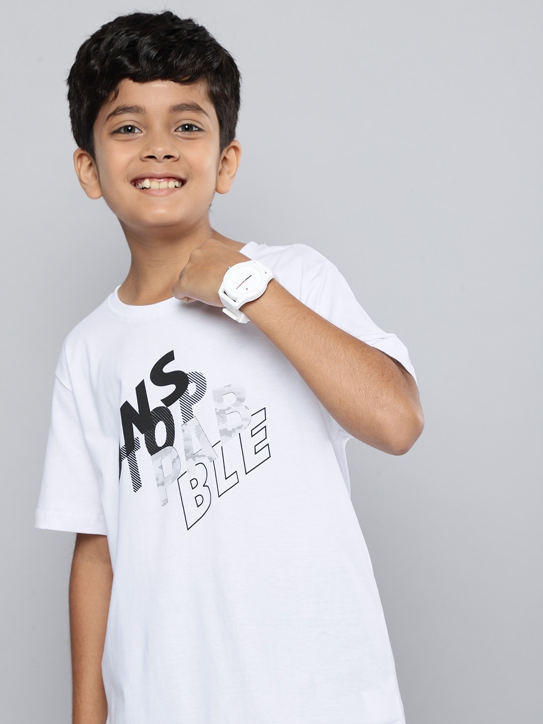 

HERE&NOW Boys White Printed T-shirt