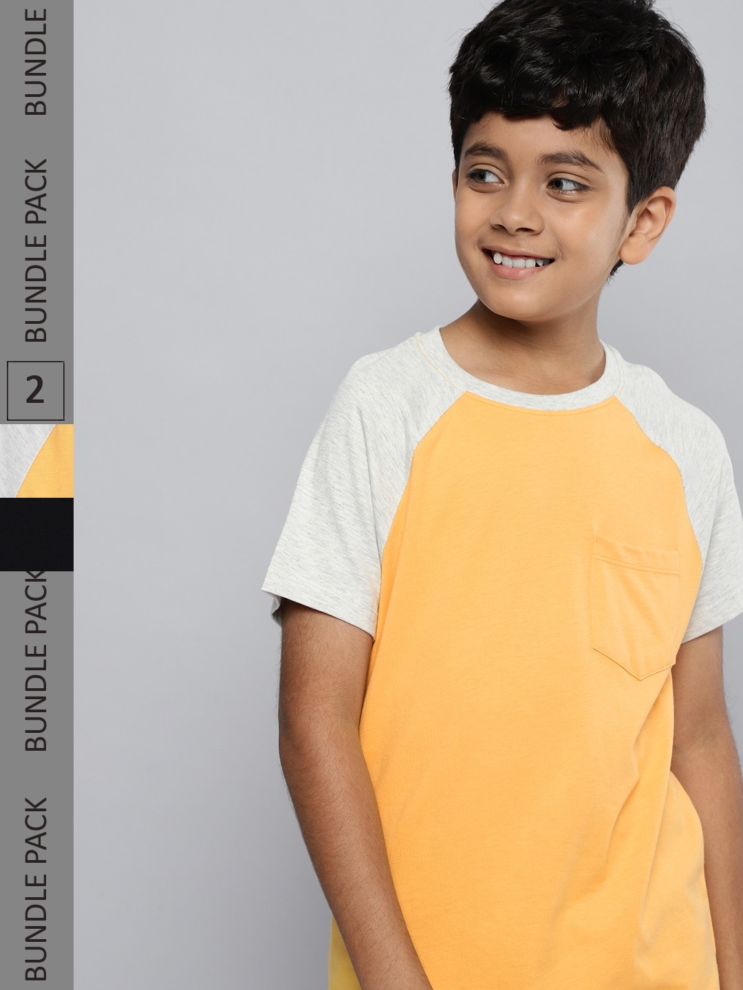 

HERE&NOW Boys Pack Of 2 Colourblocked & Printed Knitted T-shirts, Assorted