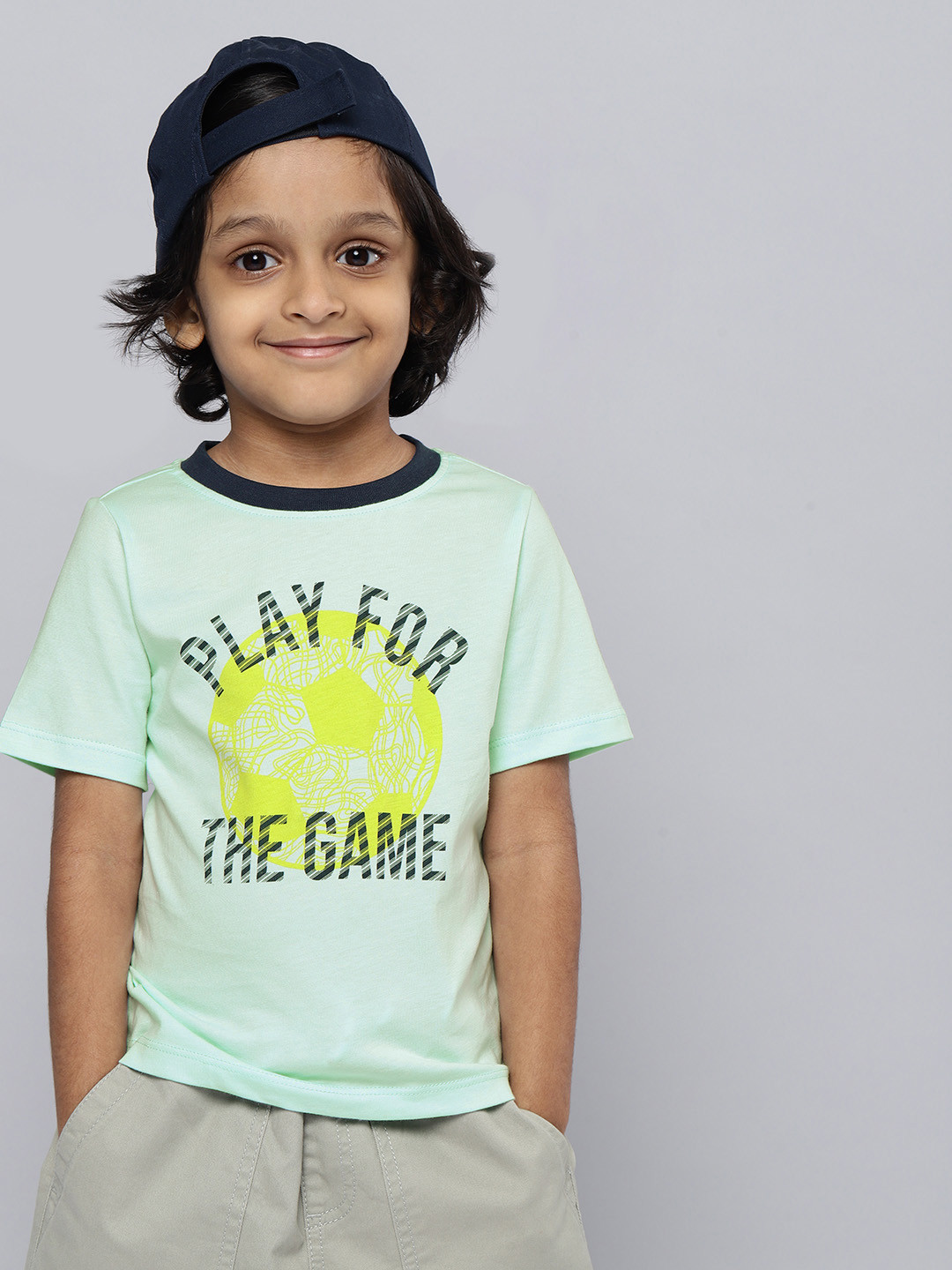 

HERE&NOW Boys Assorted Pack of 3 Pure Cotton T-Shirts, Blue