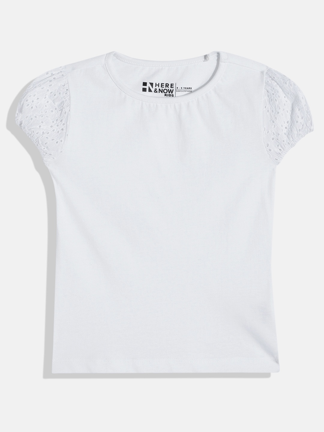 

HERE&NOW Schiffli Pure Cotton Top, White