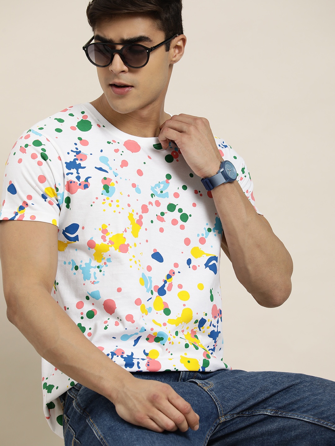 

Moda Rapido Men Printed Pure Cotton T-shirt, White