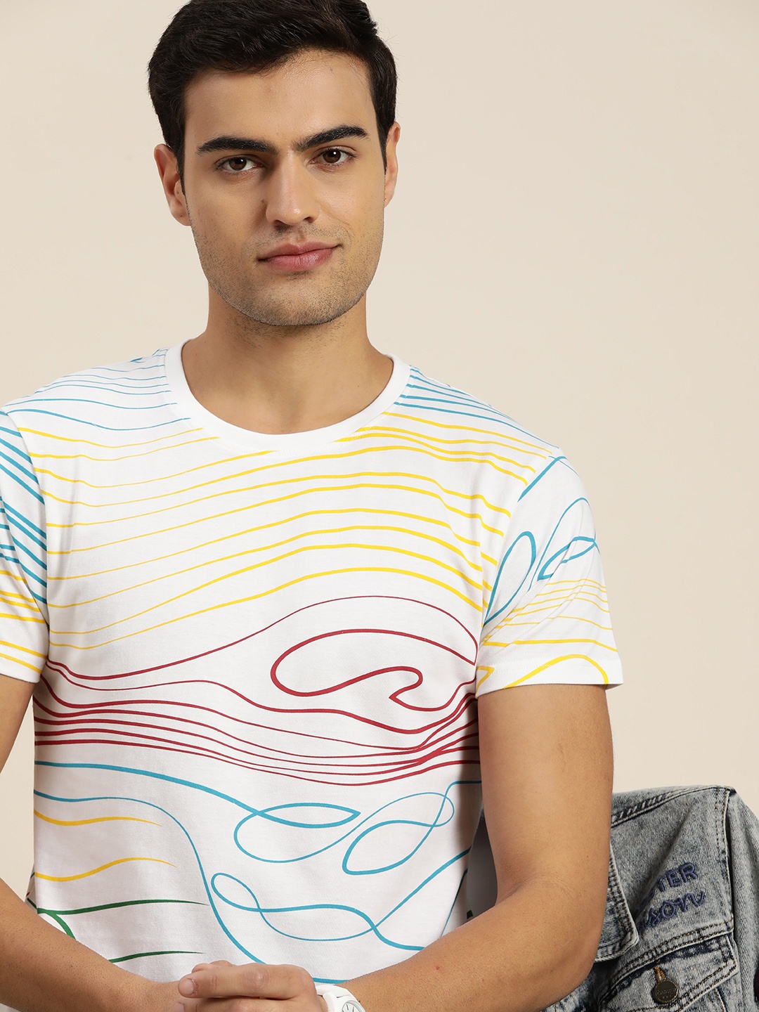 

Moda Rapido Printed Pure Cotton T-shirt, White