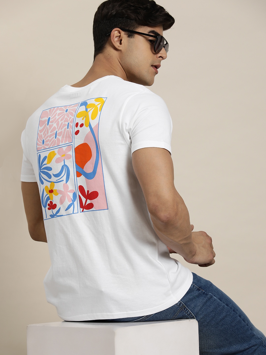 

Moda Rapido Men Floral Printed Pure Cotton T-shirt, White