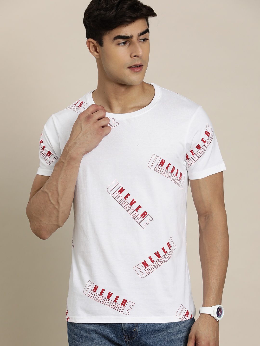 

Moda Rapido Men Typography Printed Pure Cotton T-shirt, White