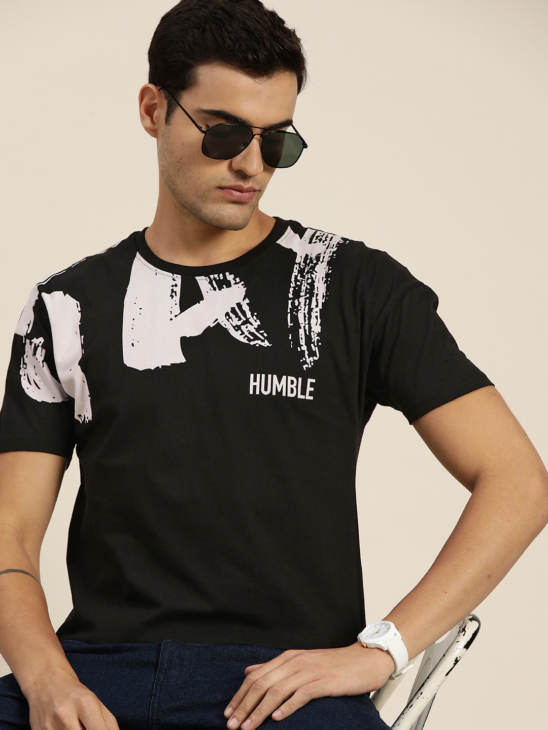 

Moda Rapido Typography Printed Pure Cotton T-shirt, Black