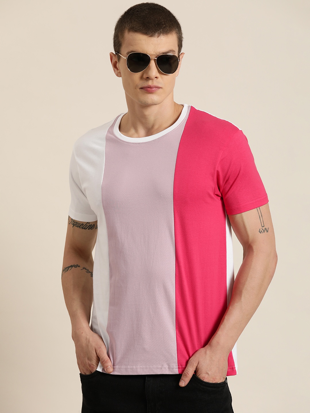

Moda Rapido Men Striped Pure Cotton T-shirt, Lavender