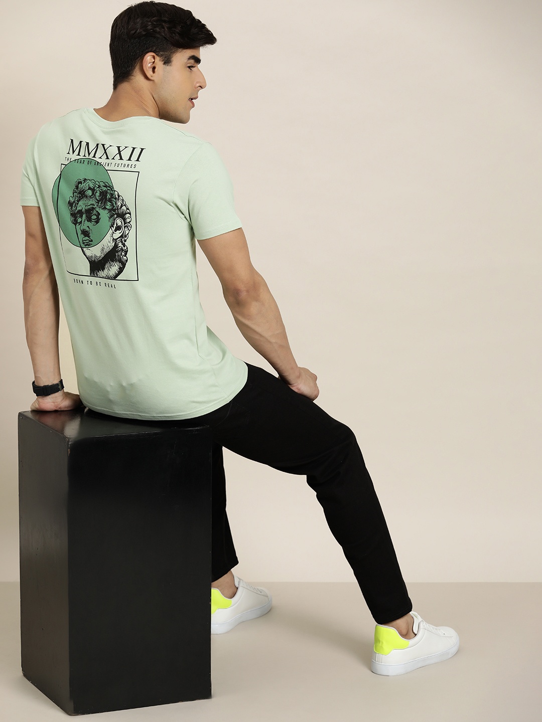 

Moda Rapido Men Printed Pure Cotton T-shirt, Green