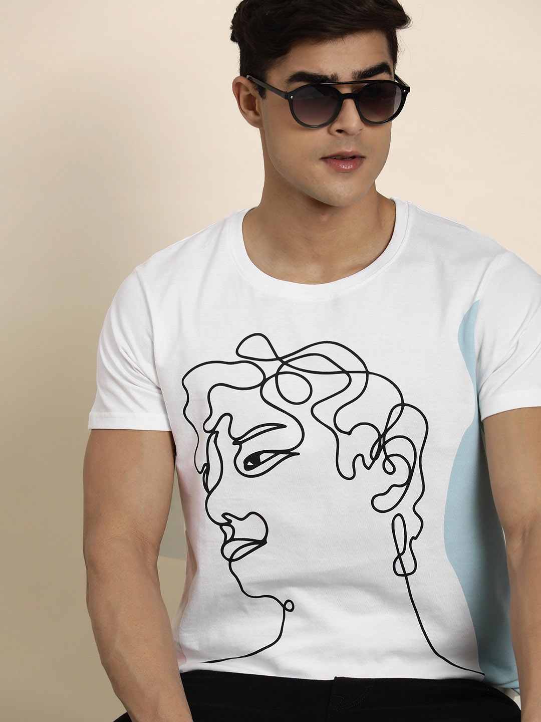 

Moda Rapido Men Printed Pure Cotton T-shirt, White