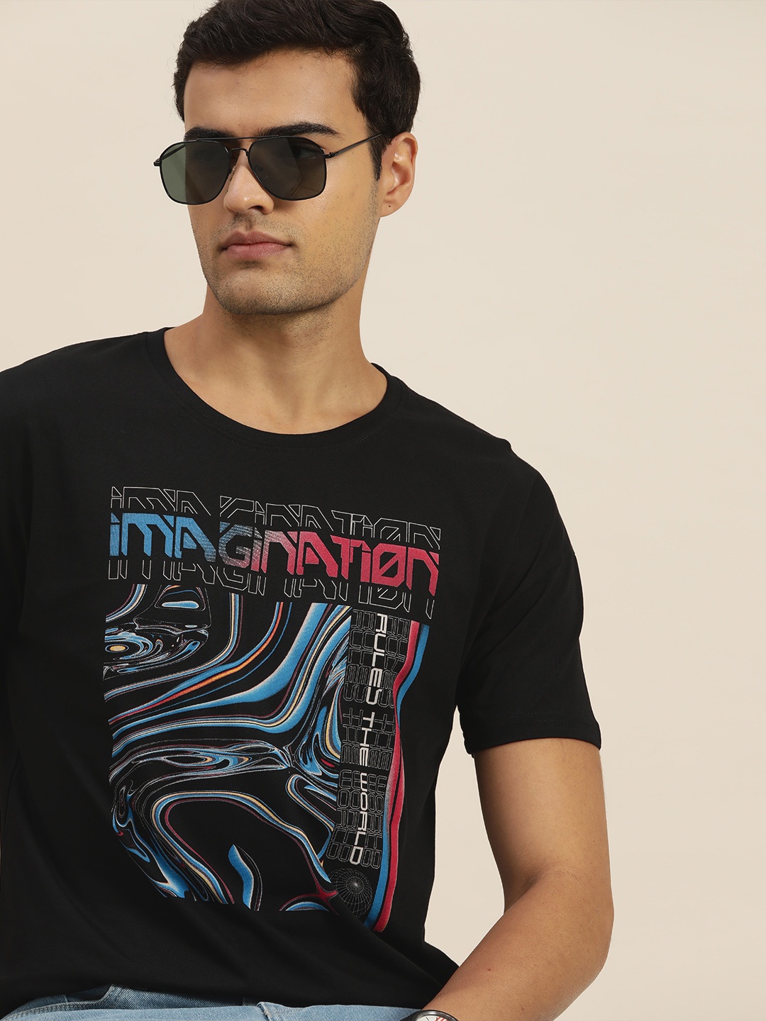 

Moda Rapido Typography Printed Pure Cotton T-shirt, Black