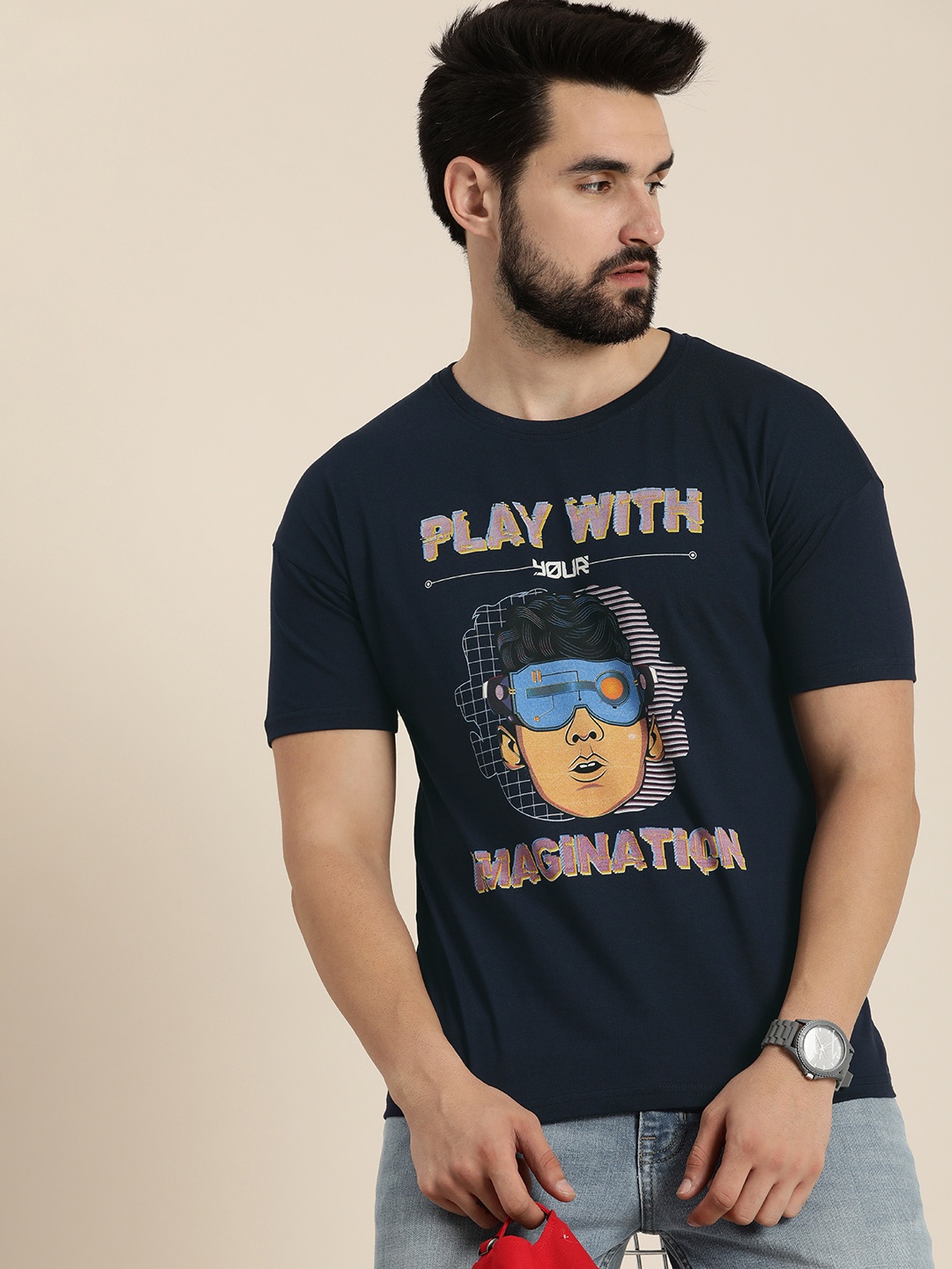 

Moda Rapido Printed Pure Cotton T-shirt, Black
