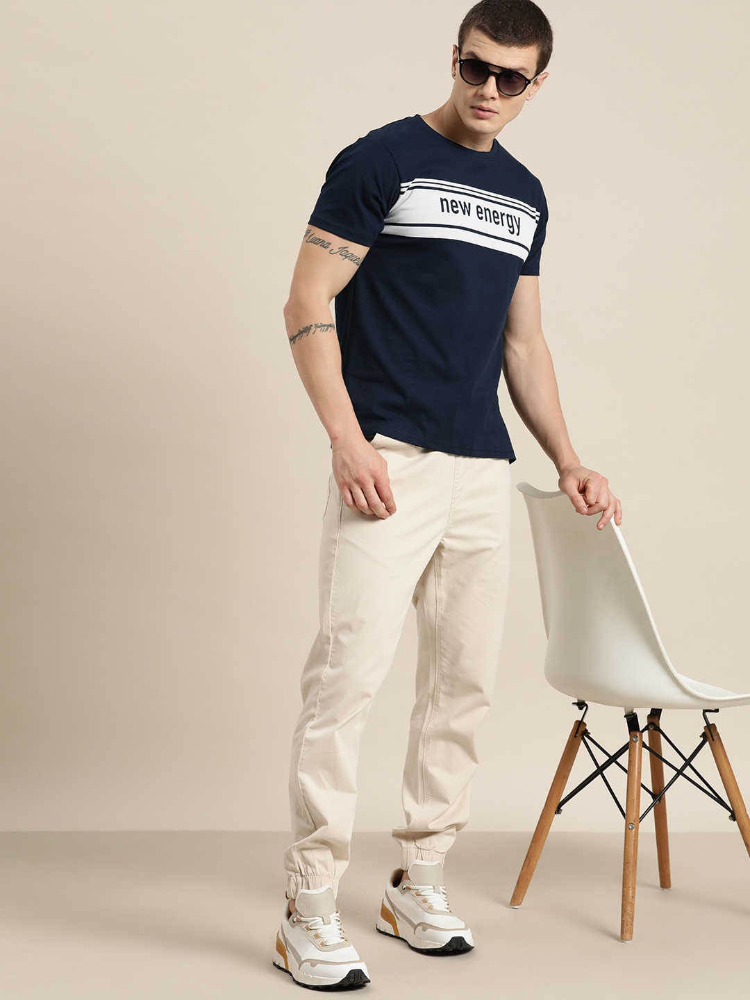 

Moda Rapido Typography Printed Pure Cotton T-shirt, Navy blue