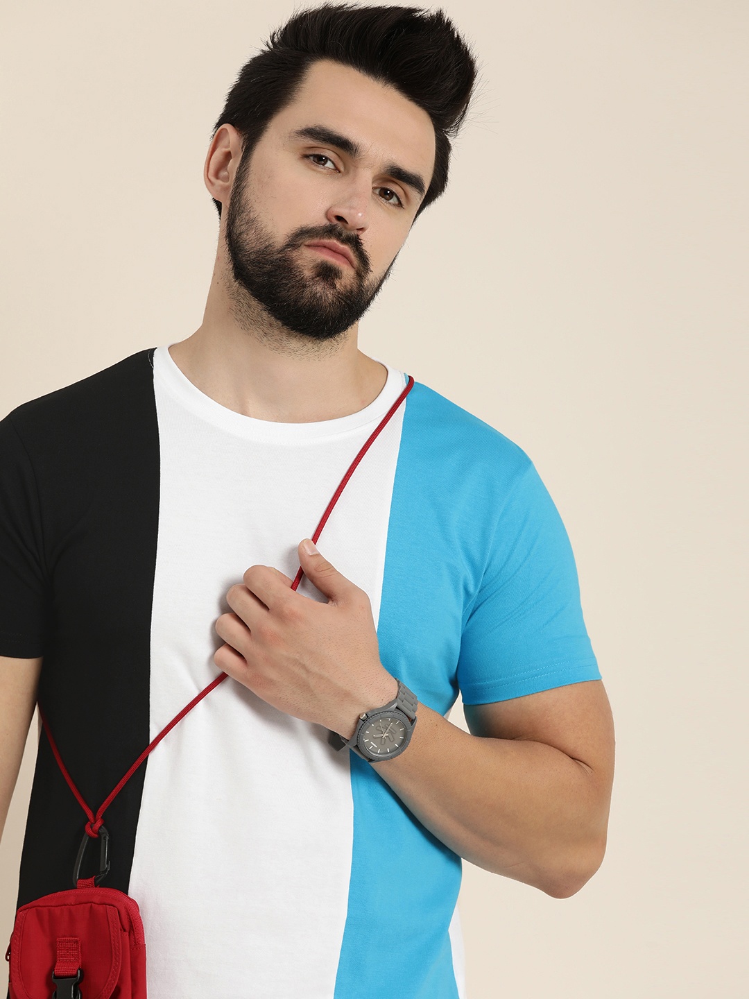 

Moda Rapido Men Colourblocked Pure Cotton T-shirt, White