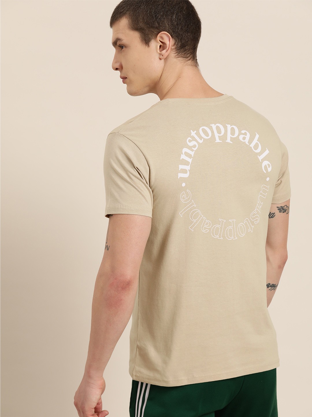 

Moda Rapido Typography Printed Pure Cotton T-shirt, Beige