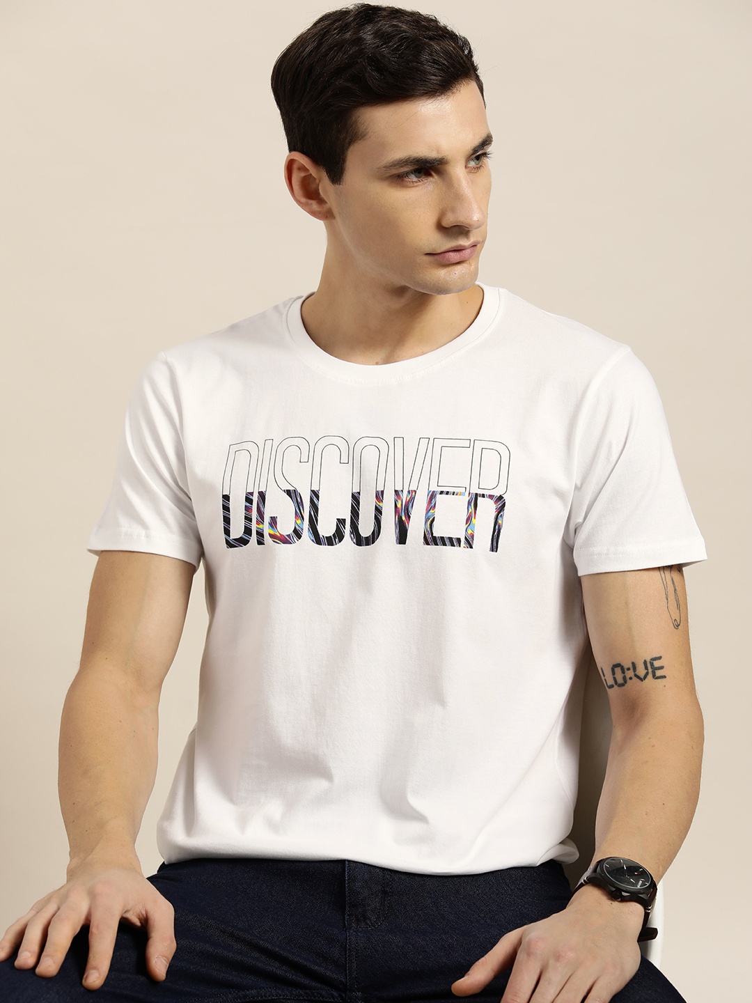 

Moda Rapido Men Typography Printed Pure Cotton T-shirt, White