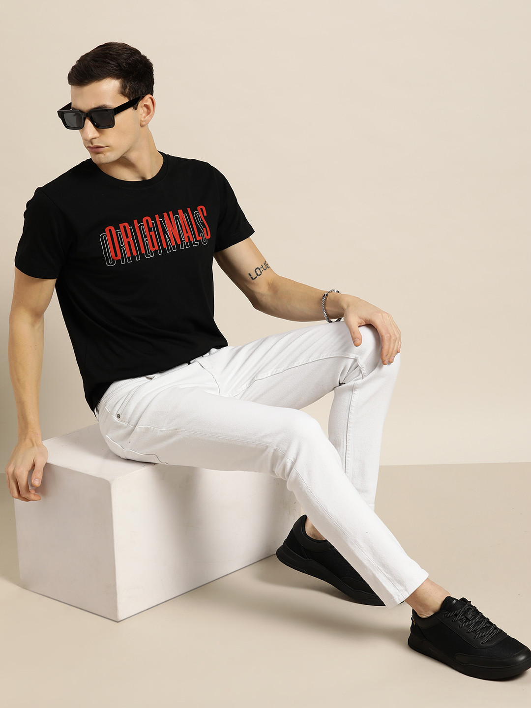 

Moda Rapido Men Typography Printed Pure Cotton T-shirt, Black