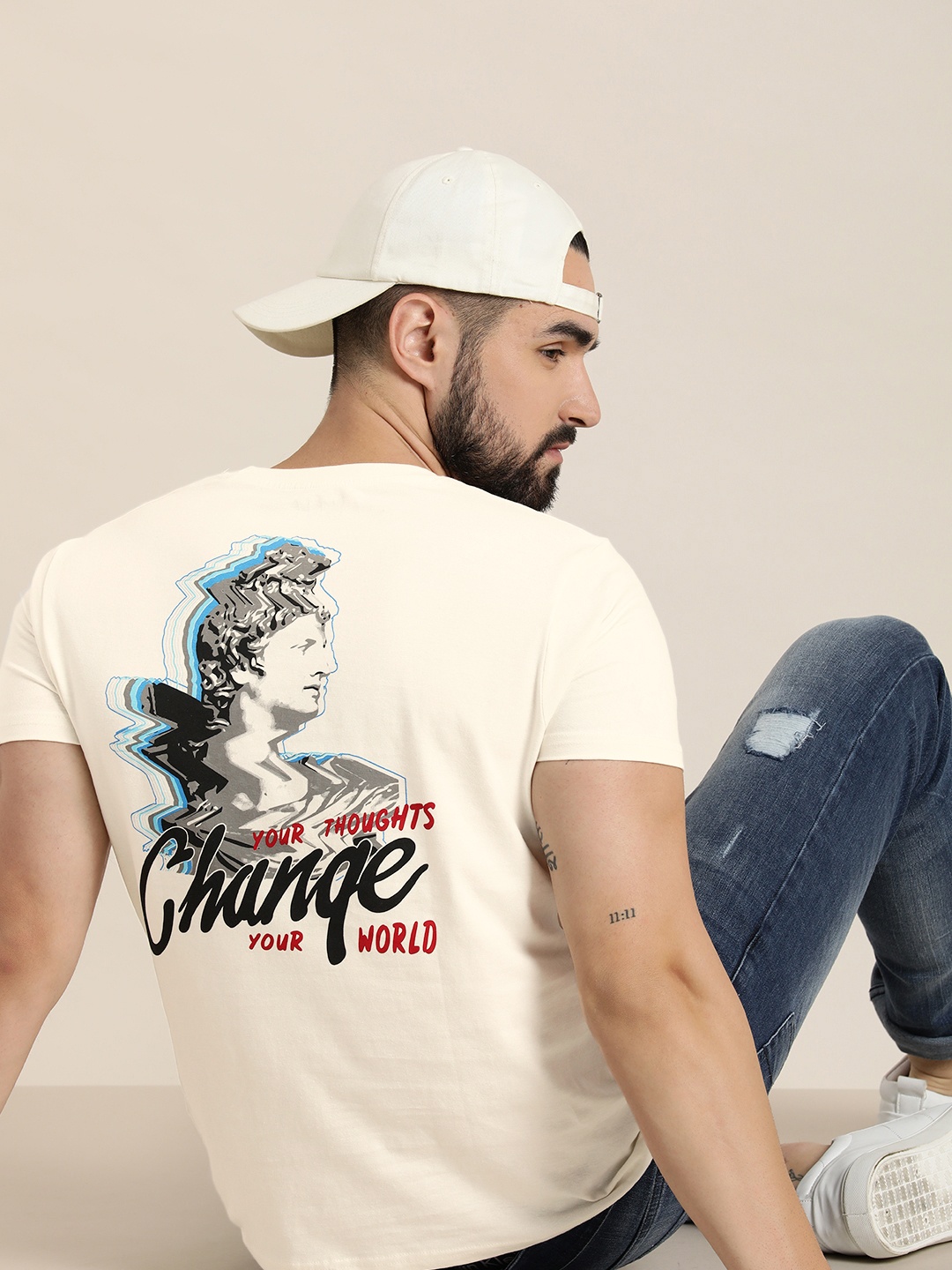 

Moda Rapido Typography Printed Pure Cotton T-shirt, Off white
