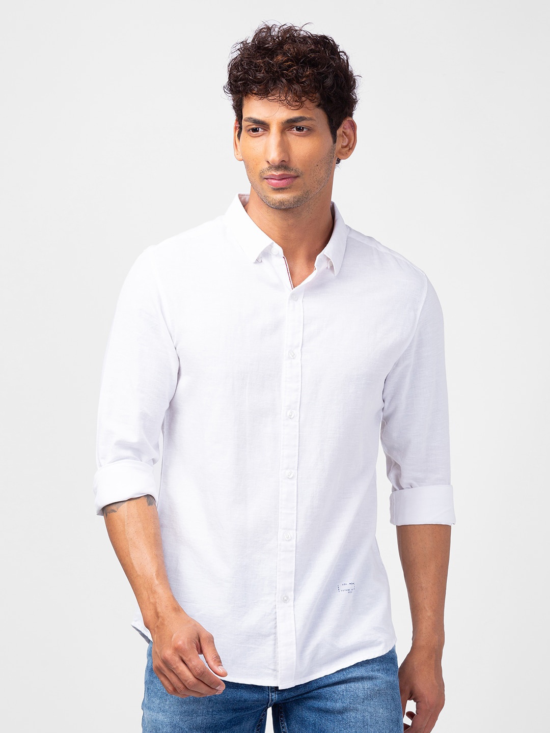 

SPYKAR Men Slim Fit Casual Cotton Shirt, White