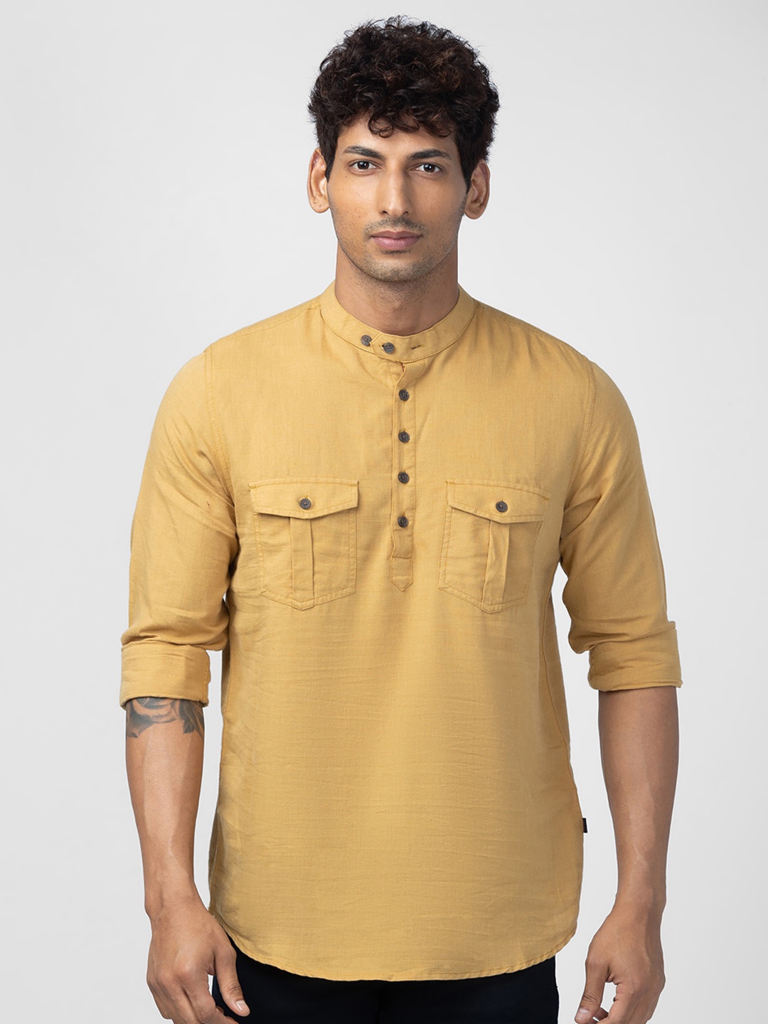 

SPYKAR Men Slim Fit Casual Linen Shirt, Khaki