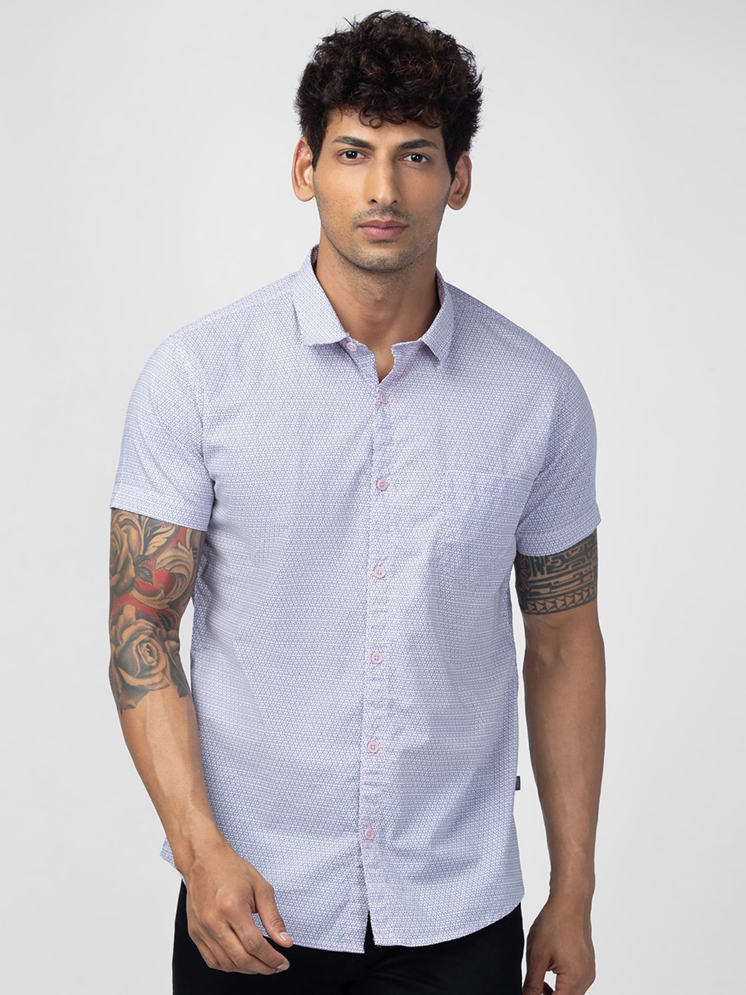 

SPYKAR Men Slim Fit Printed Casual Cotton Shirt, Pink