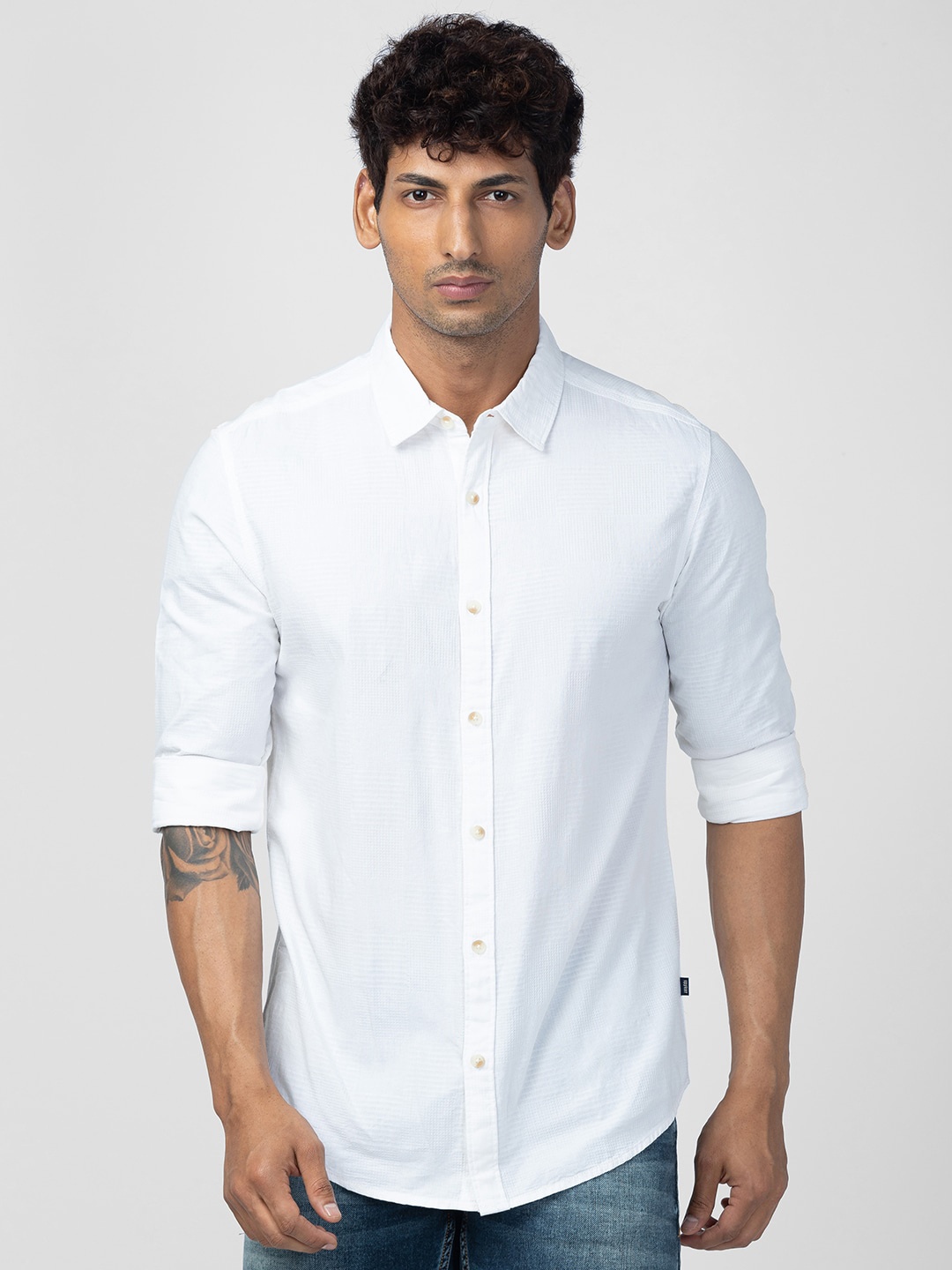 

SPYKAR Men Slim Fit Cotton Casual Shirt, White