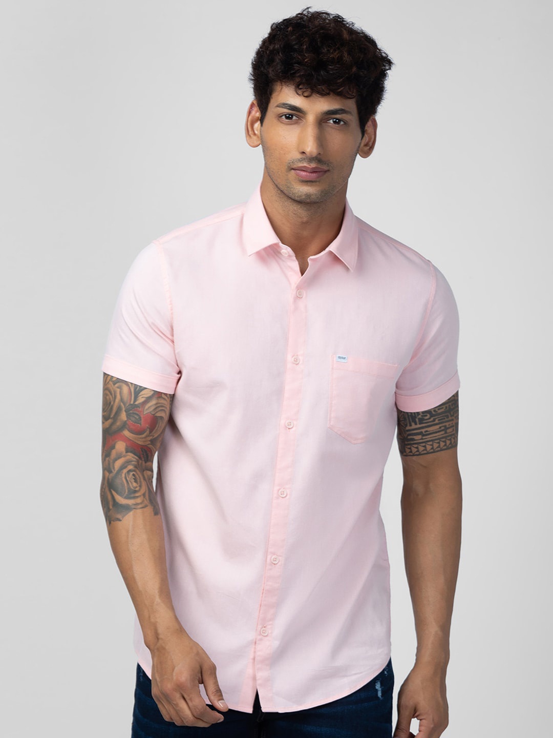 

SPYKAR Men Slim Fit Cotton Casual Shirt, Pink