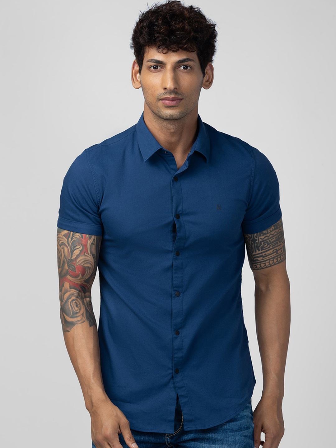 

SPYKAR Men Slim Fit Pure Cotton Casual Shirt, Blue