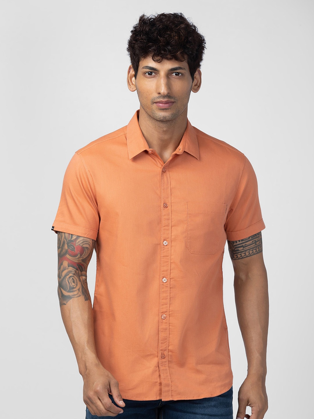 

SPYKAR Men Slim Fit Casual Shirt, Orange