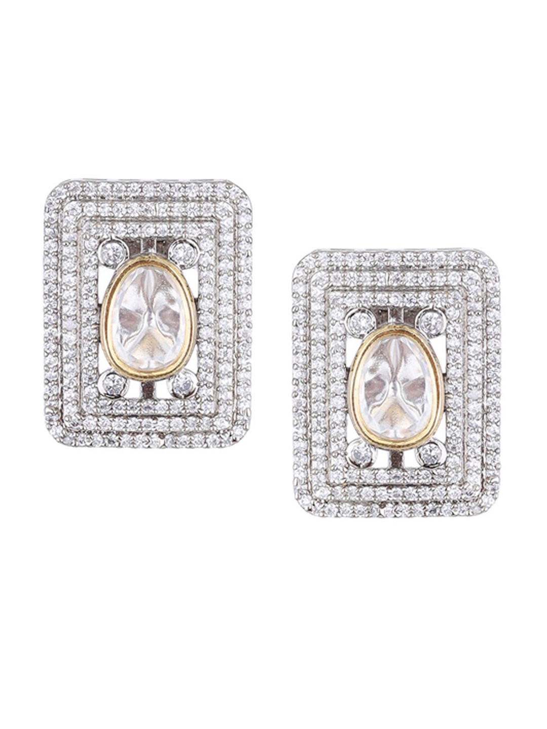 

Runjhun Silver-Plated Studs Earrings