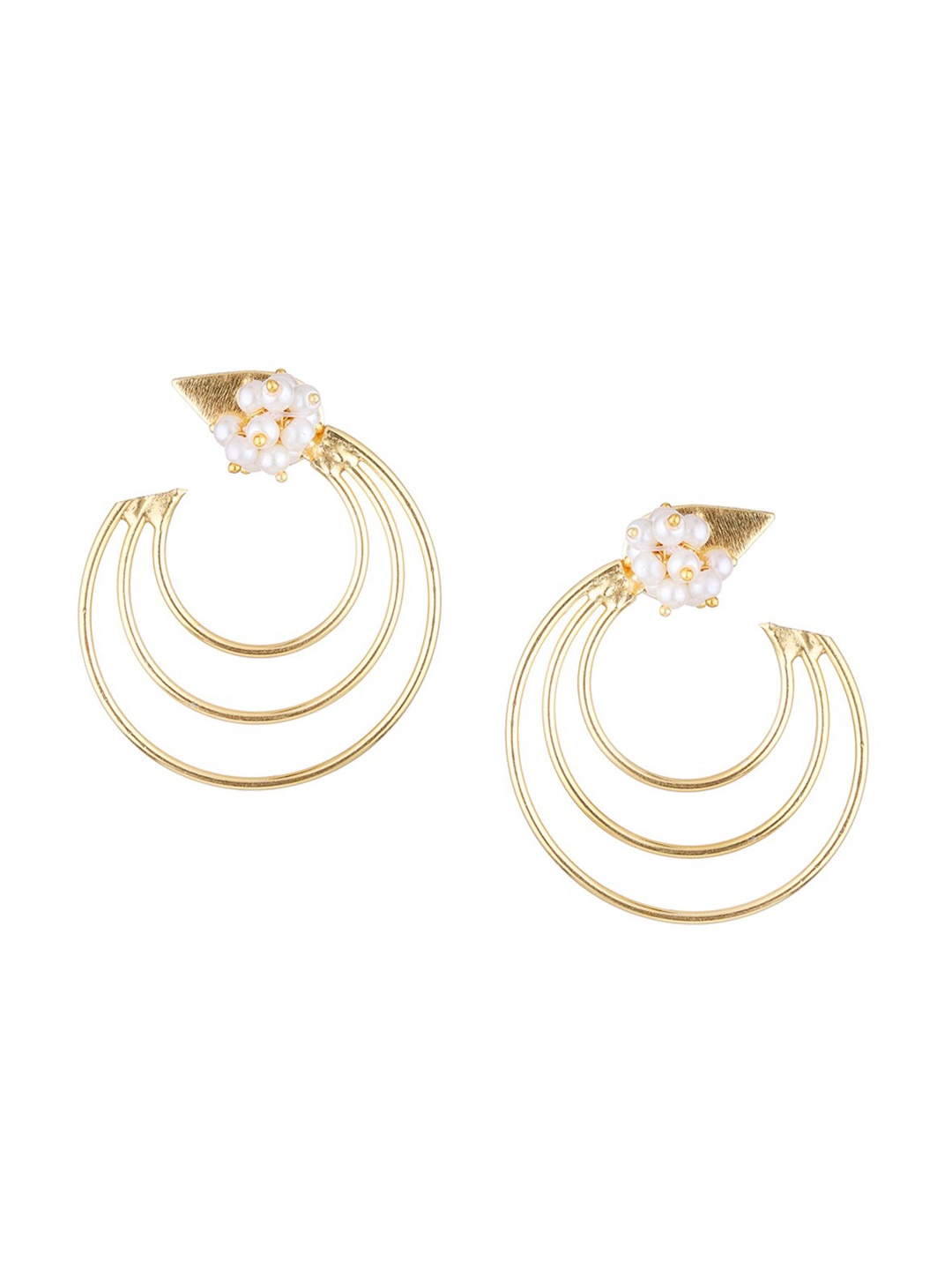 

Runjhun Gold-Plated Contemporary Hoop Earrings, White