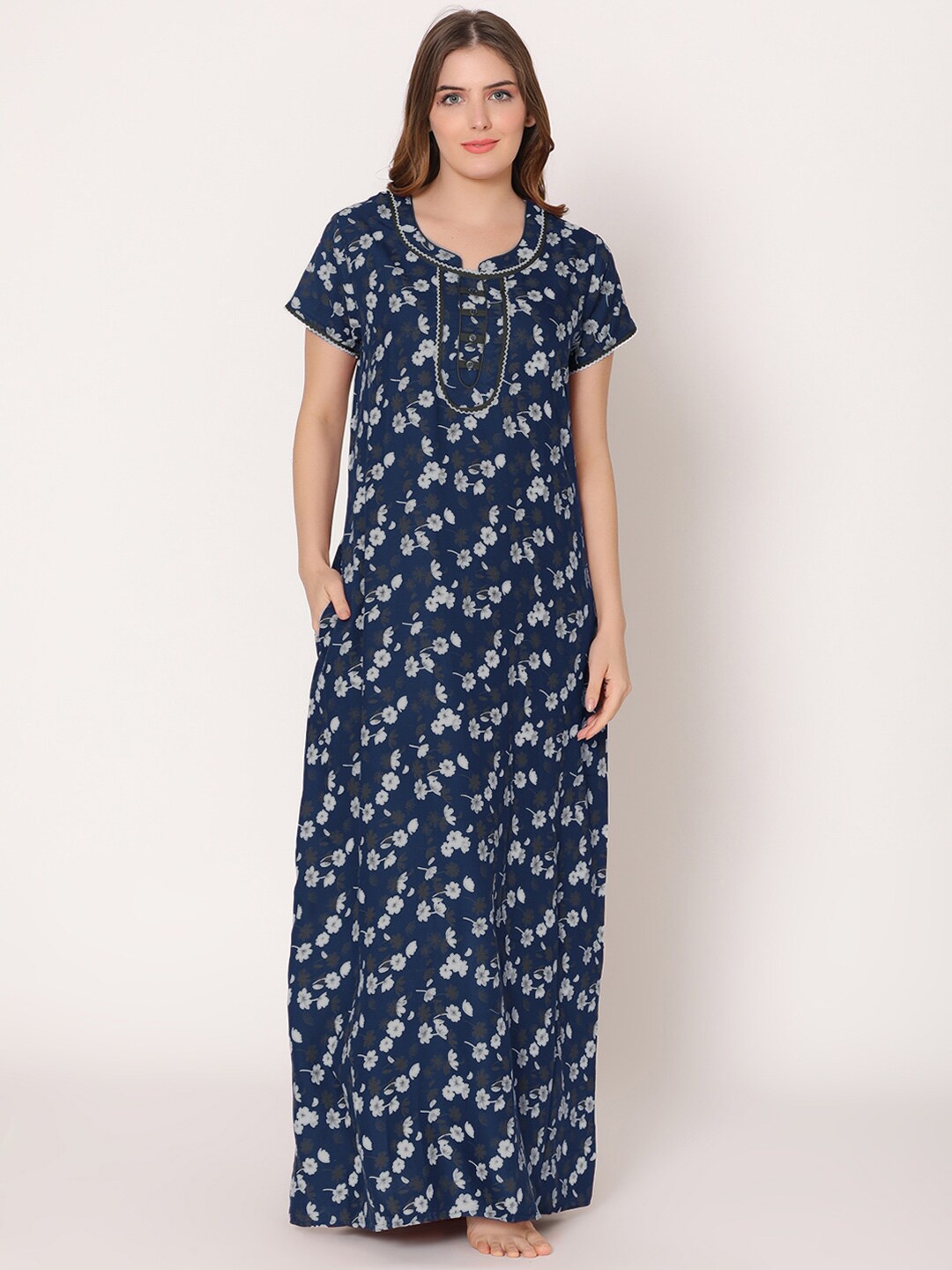 

Bodycare Printed Maxi Nightdress, Blue