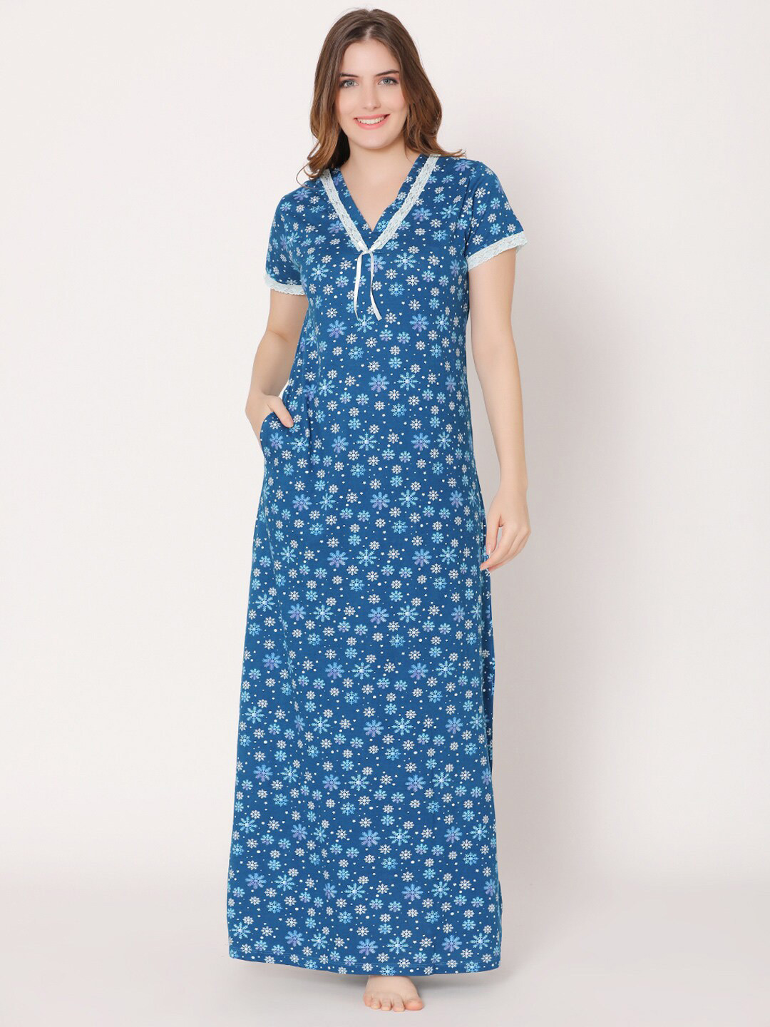 

Bodycare Plus Size Floral Printed Maxi Nightdress, Teal