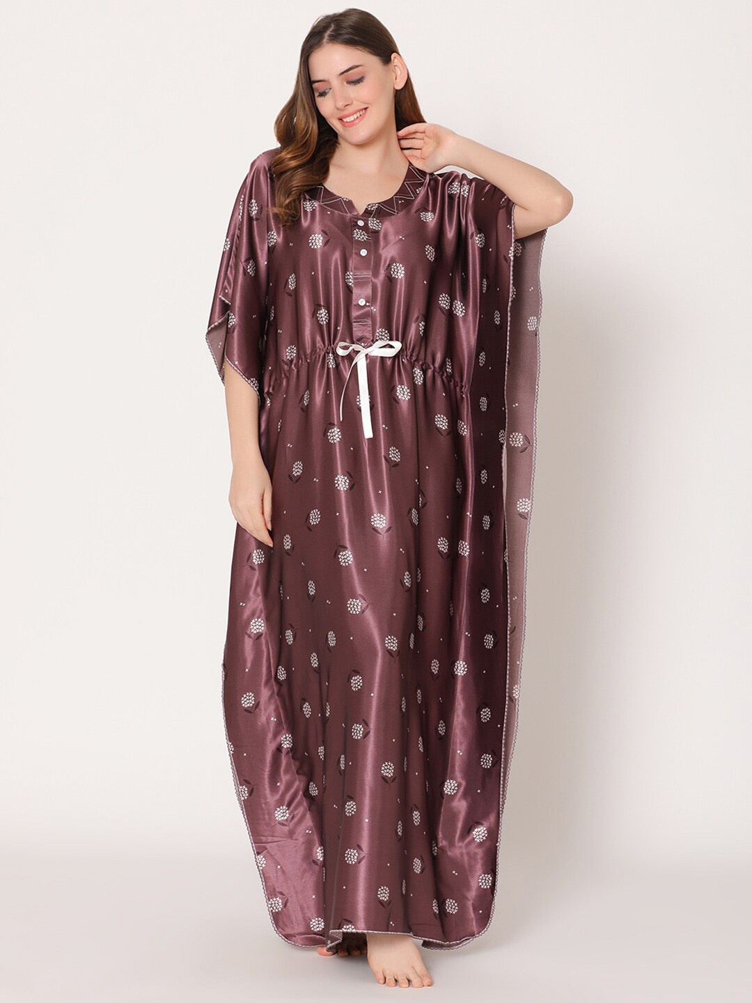 

Bodycare Printed Satin Maxi Nightdress, Violet