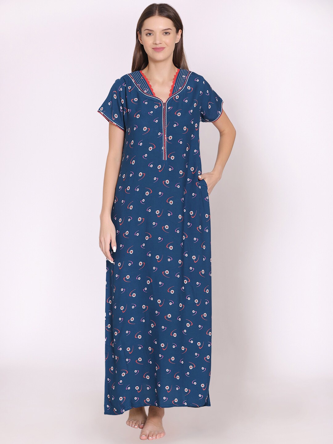 

Bodycare Printed Maxi Nightdress, Teal