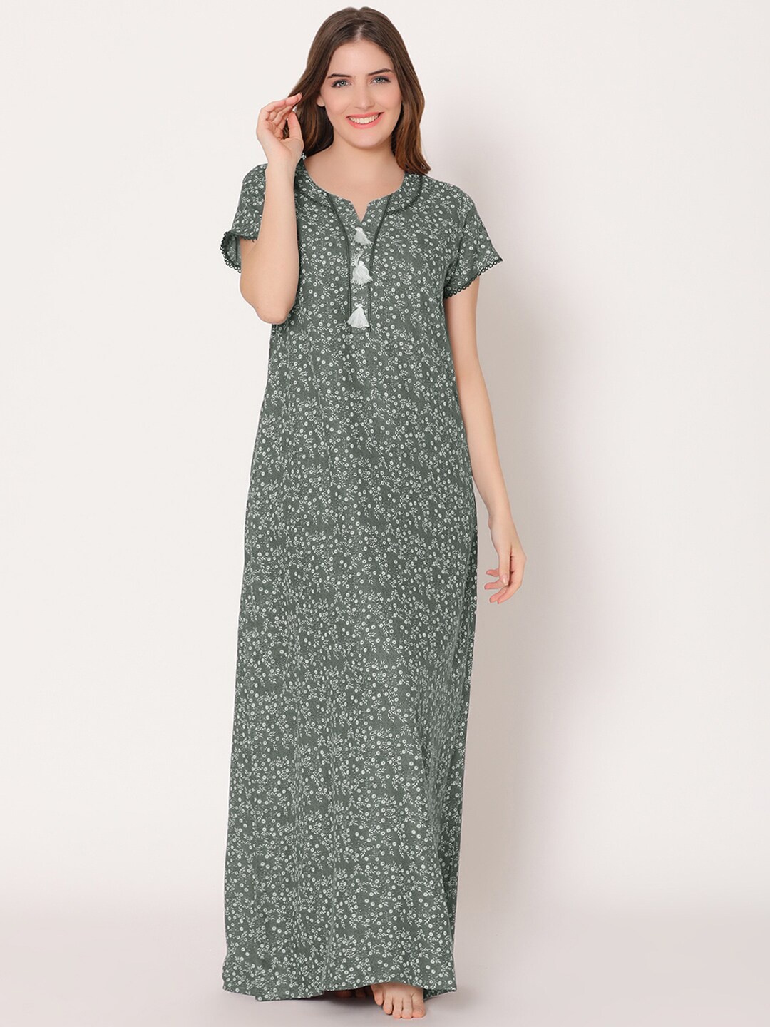 

Bodycare Printed Maxi Nightdress, Grey