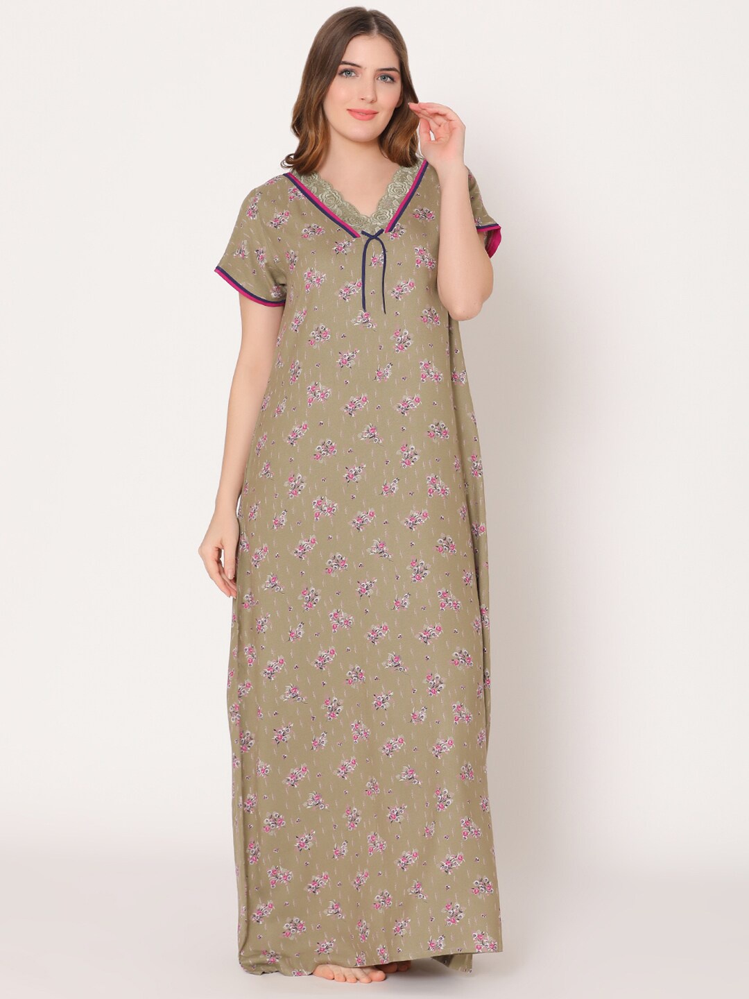 

Bodycare Printed Maxi Nightdress, Beige