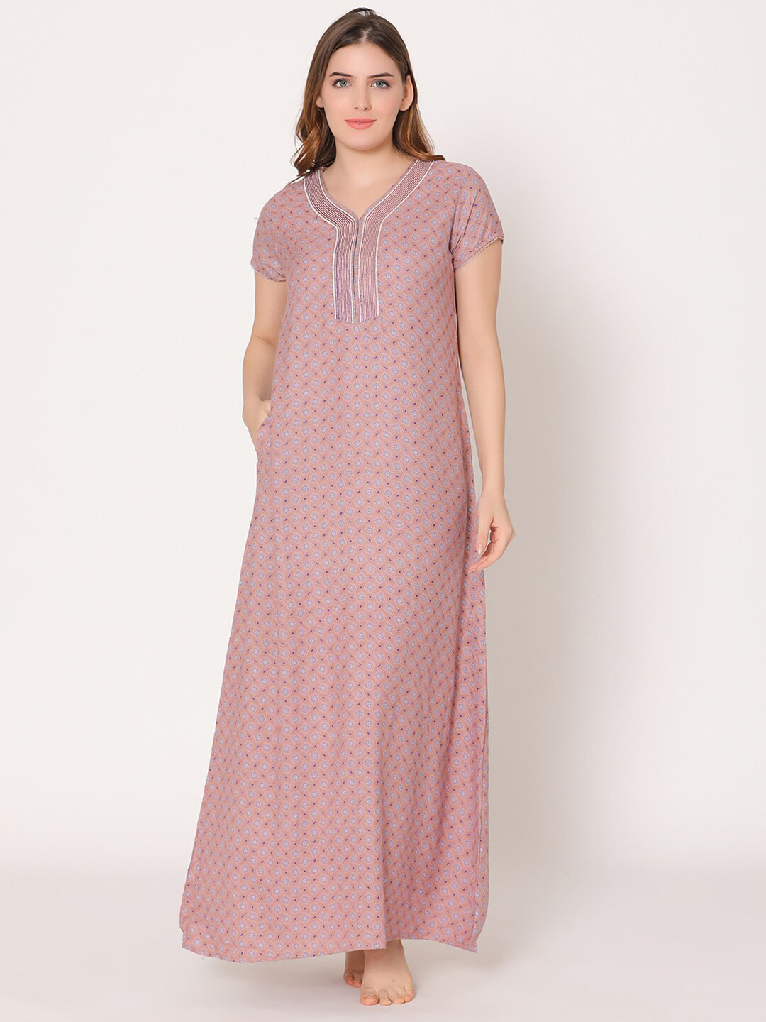 

Bodycare Women Plus Size Printed Maxi Nightdress, Brown