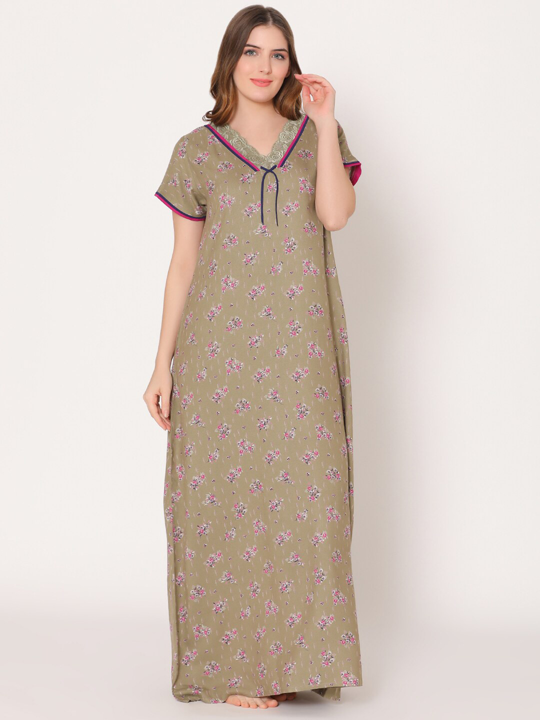 

Bodycare Printed Maxi Nightdress, Green
