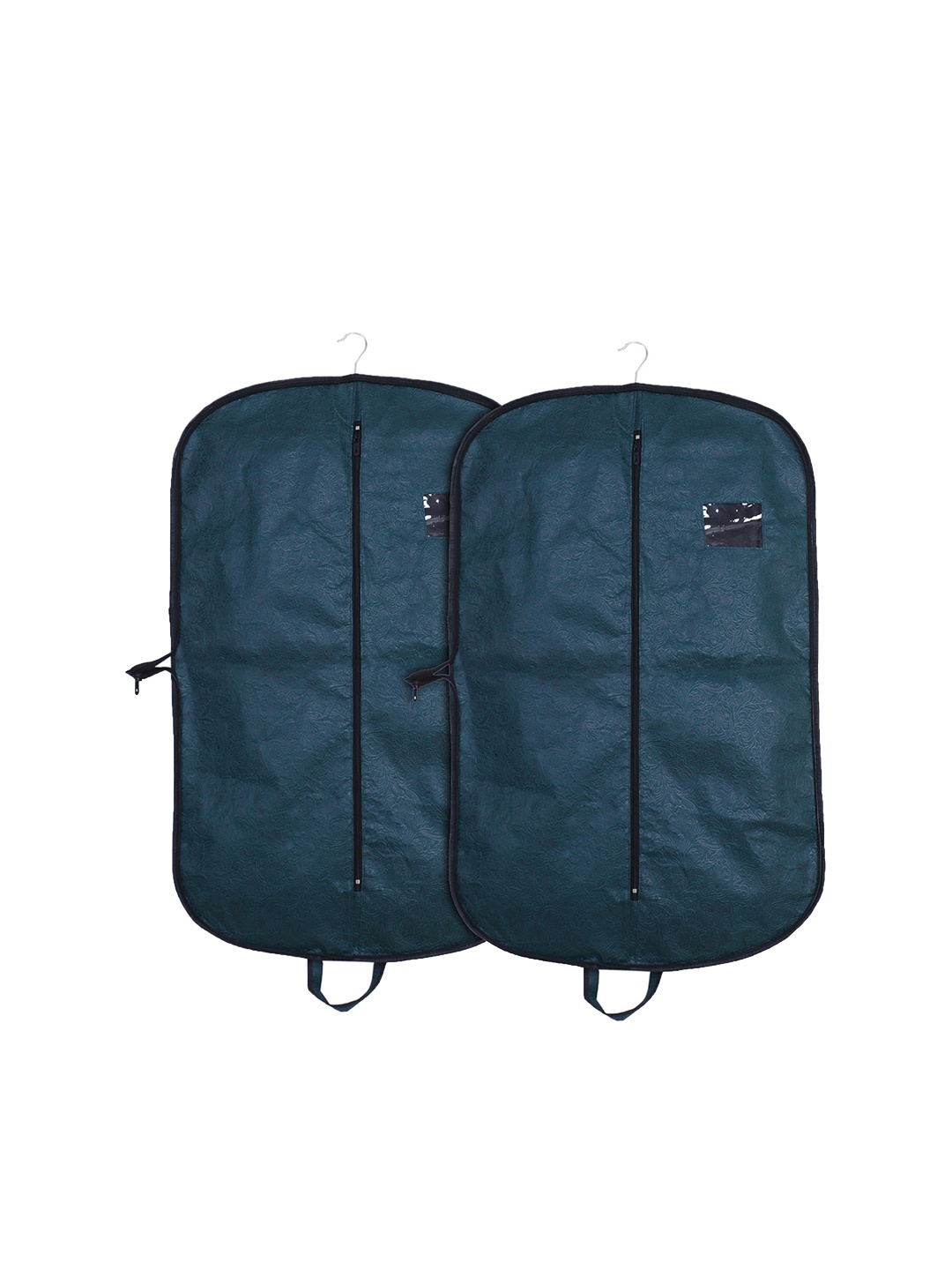

Kuber Industries Set Of 2 Teal-Green Embossed Design Foldable Coat & Blazer Covers