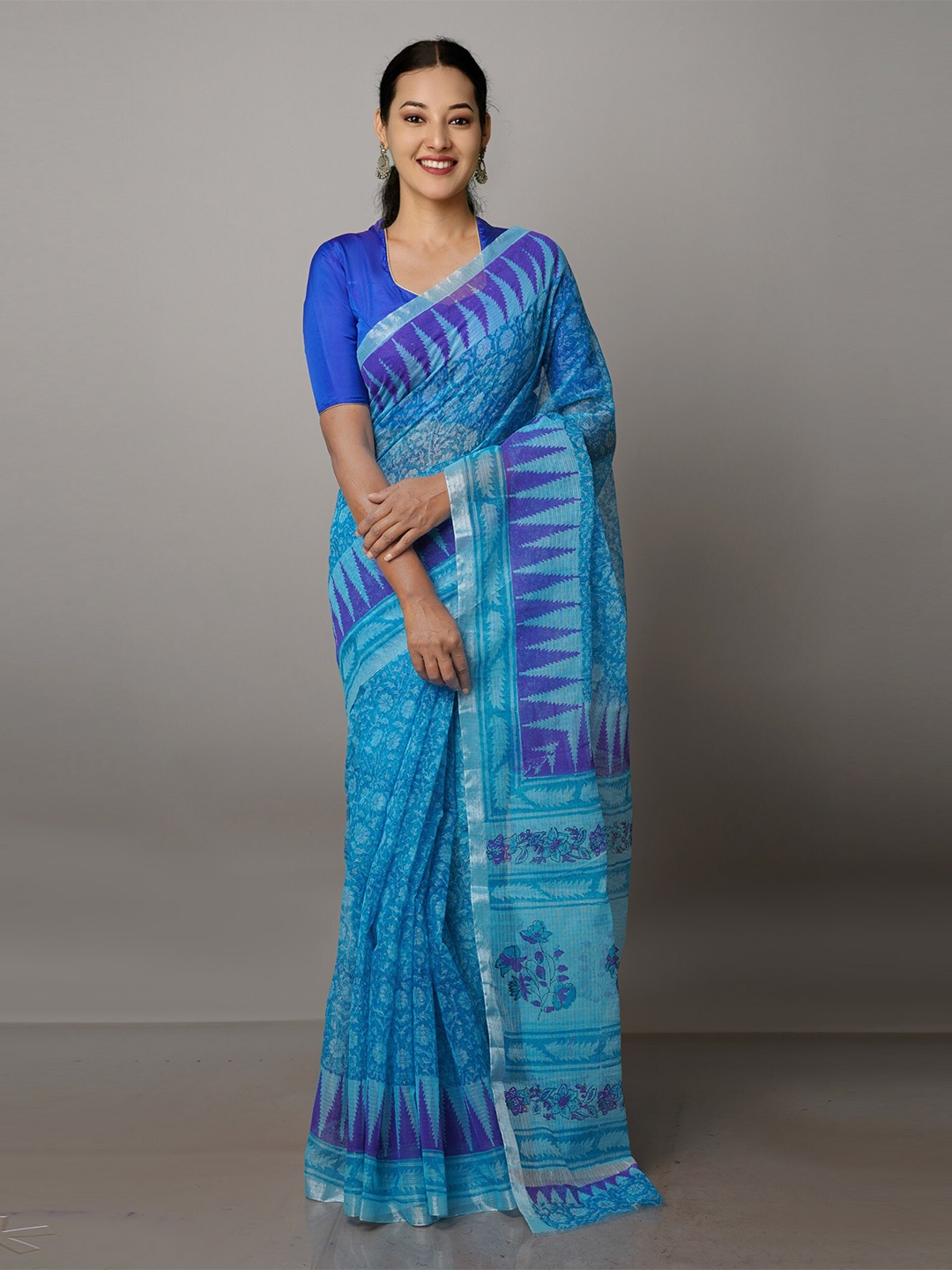 

Unnati Silks Ethnic Motifs Pure Cotton Kota Saree, Blue