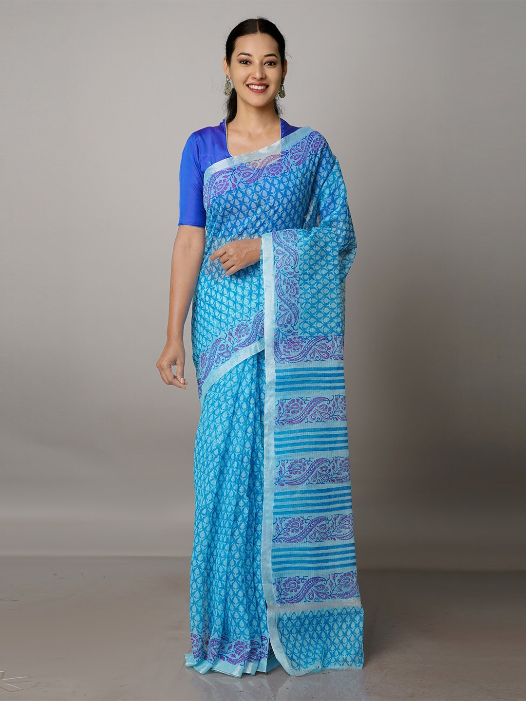 

Unnati Silks Ethnic Motifs Pure Cotton Kota Saree, Blue