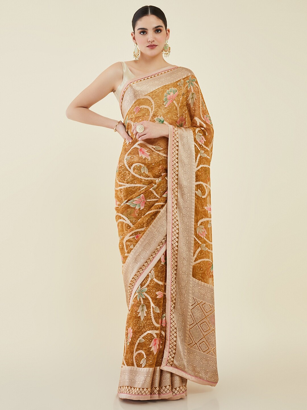 

Soch Floral Printed Saree, Gold