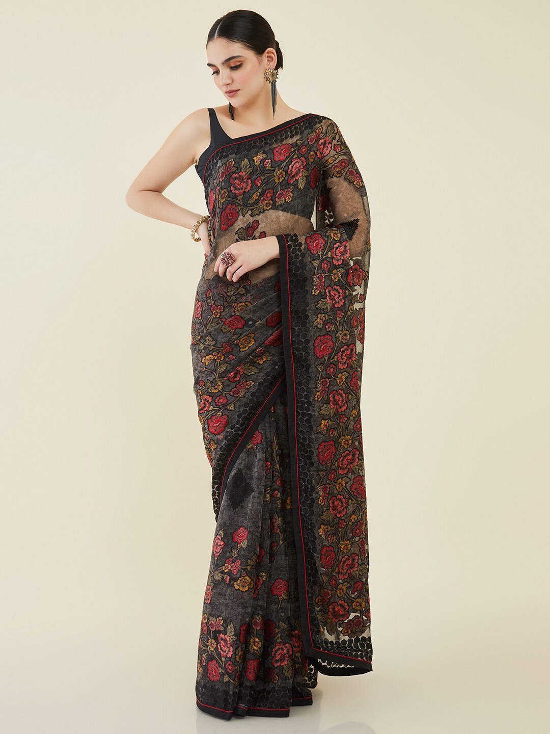 

Soch Floral Printed Saree, Grey