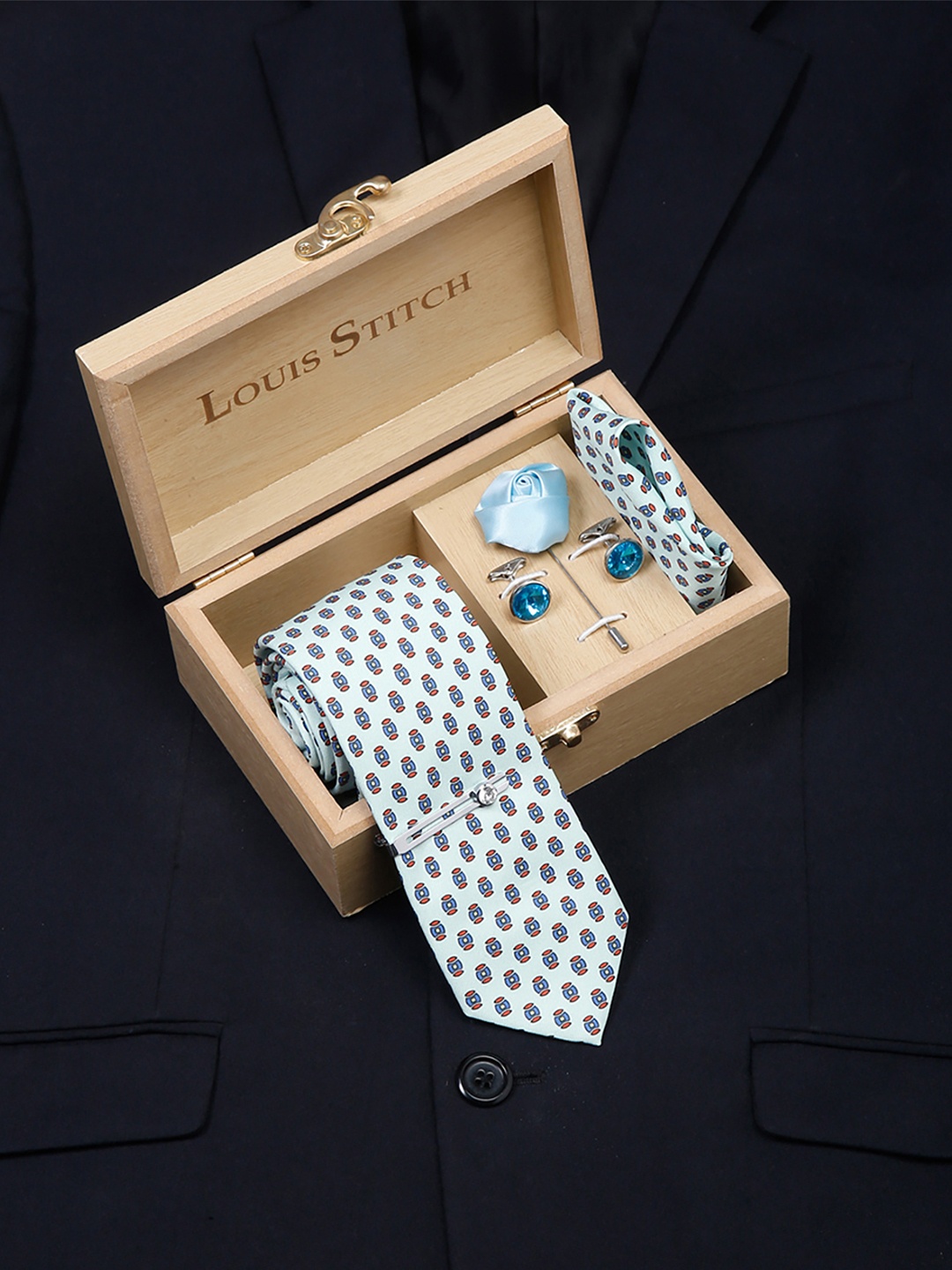 

LOUIS STITCH Men Italian Silk Formal Accessory Gift Set, White