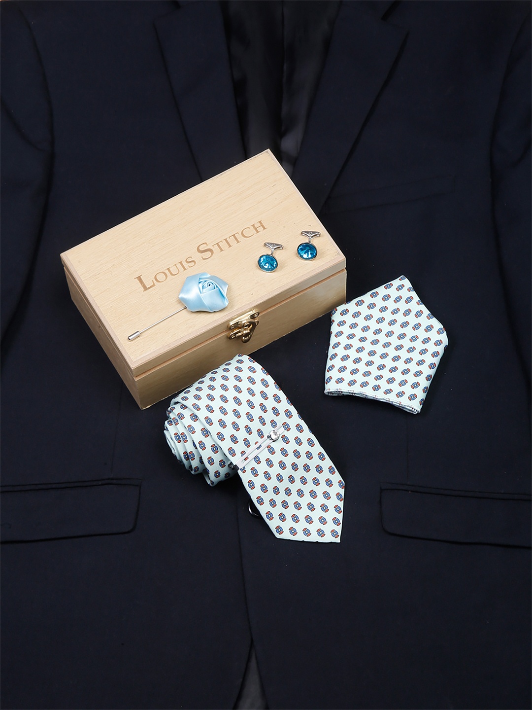 

LOUIS STITCH Men Italian Silk Formal Accessory Gift Set, White