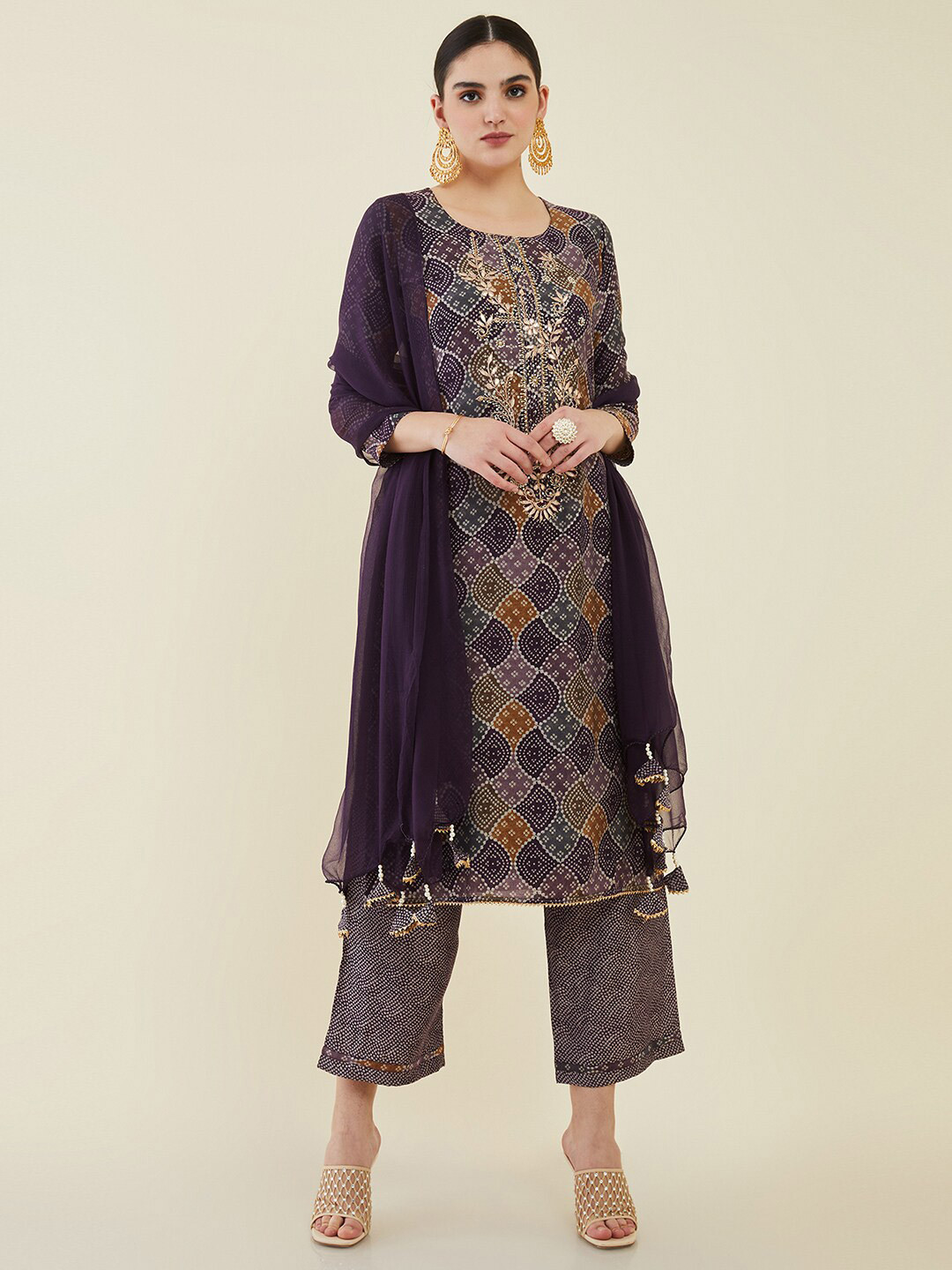 

Soch Embroidered Unstitched Dress Material, Purple
