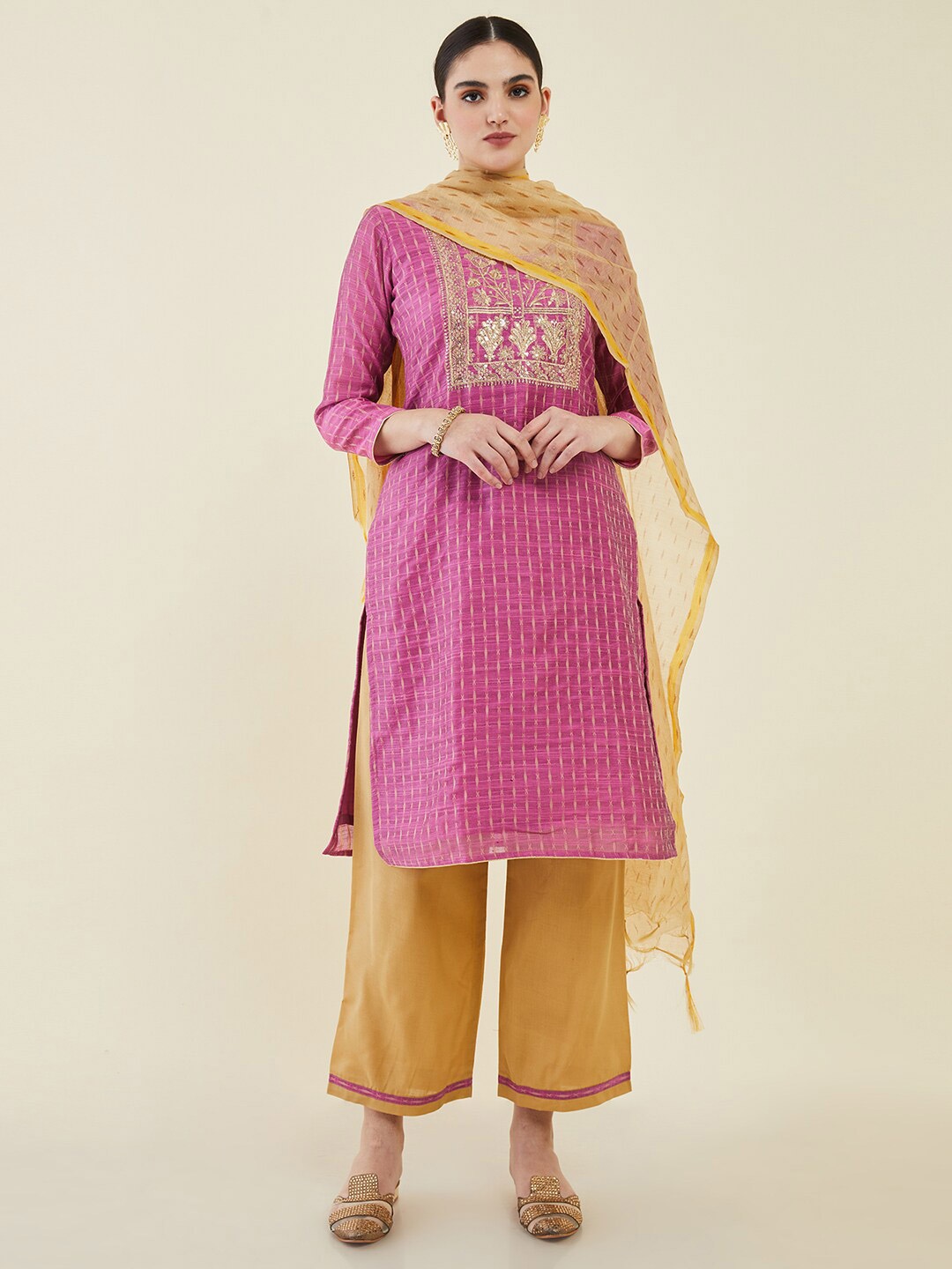 

Soch Embroidered Unstitched Dress Material, Purple