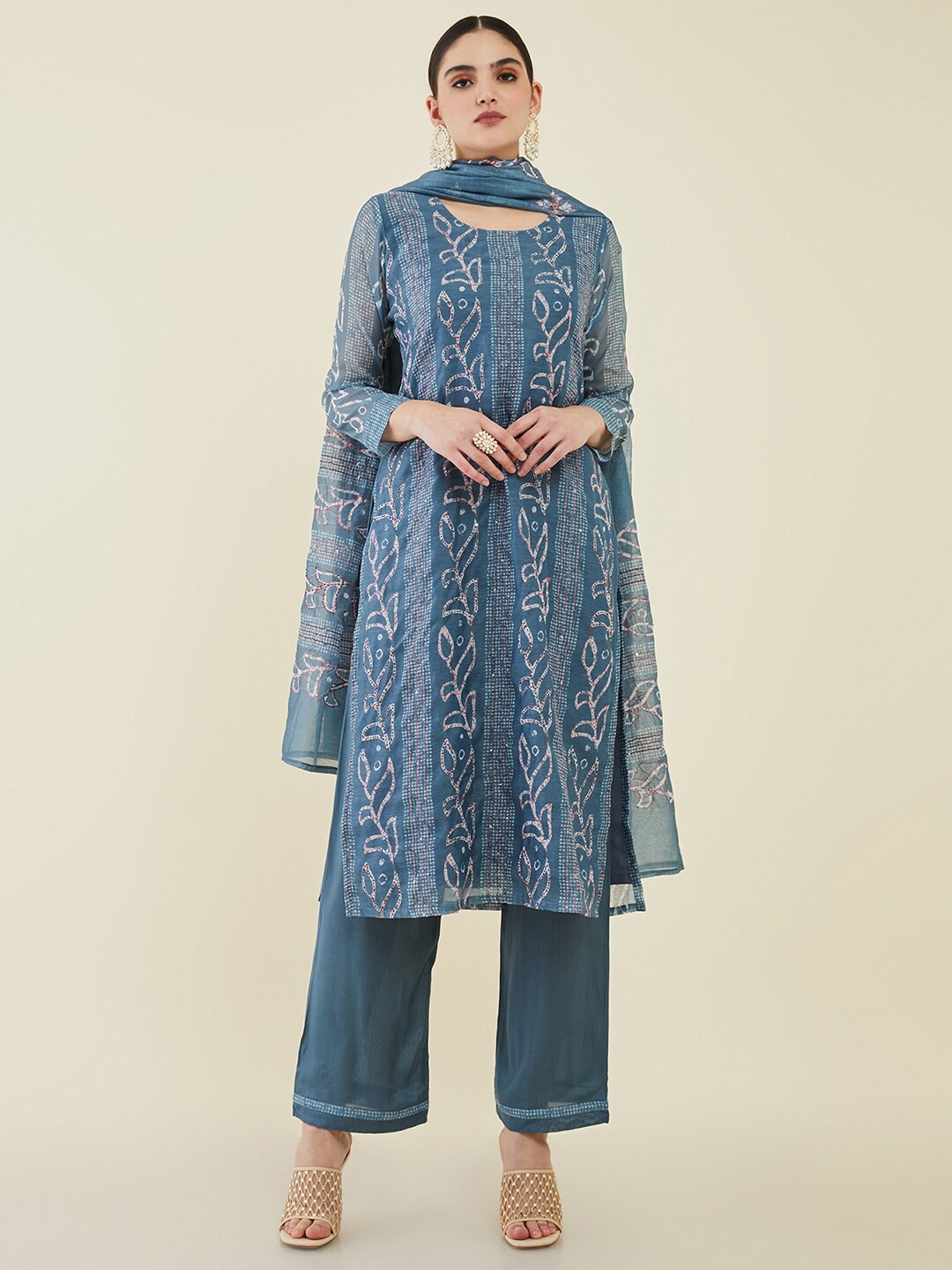 

Soch Embroidered Unstitched Dress Material, Blue