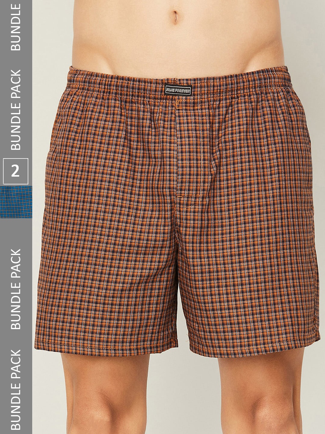 

Fame Forever by Lifestyle Men Pack Of 2 Checked Cotton Boxers 1000012036015, Blue