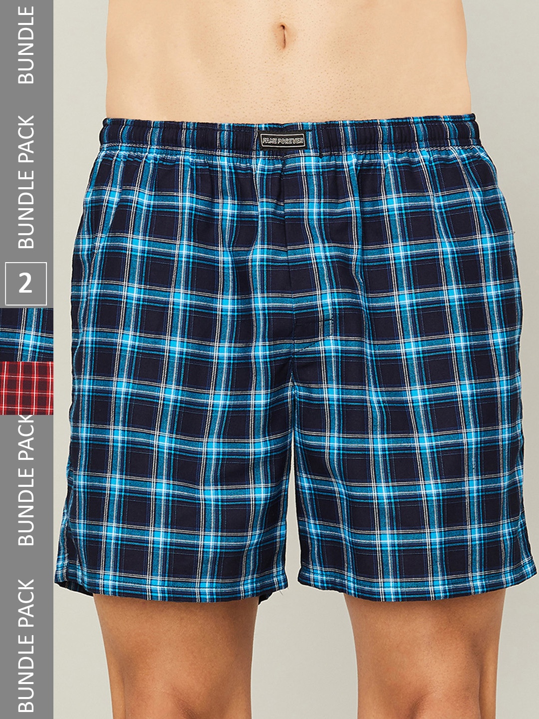 

Fame Forever by Lifestyle Men Pack of 2 Checked Cotton Boxers- 1000012035993, Maroon